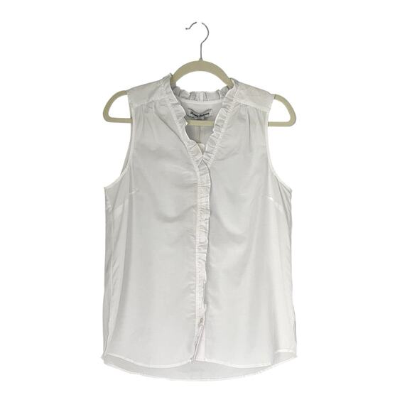 Tommy Bahama Agua Amara Top White Size Small Resort Wear Coastal Ruffle Blouse - Picture 2 of 11